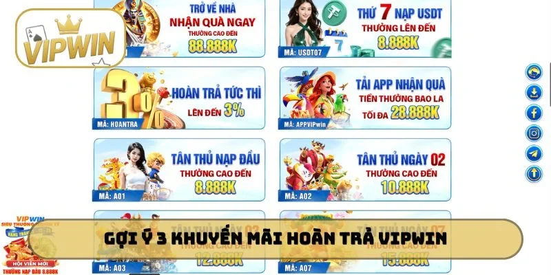 Gợi ý 3 khuyến mãi hoàn trả VIPWIN